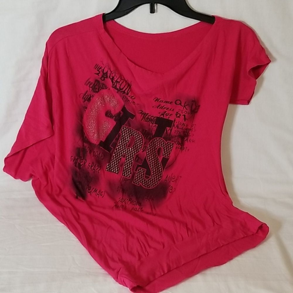 Pretty Pink Asymetrical "Girls" Shirt